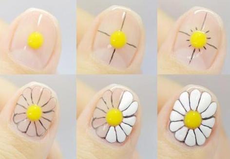 向日葵美甲教程
