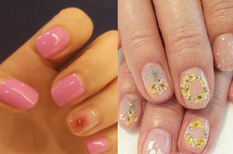 小清新日系干花美甲图片