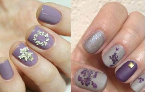 小清新日系干花美甲图片