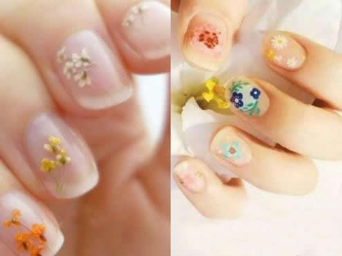 小清新日系干花美甲图片