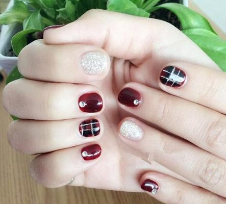 短指甲美甲小清新2017