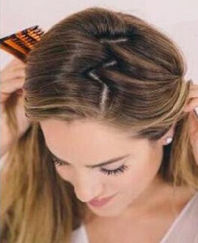 侧编发一边披的发型图解