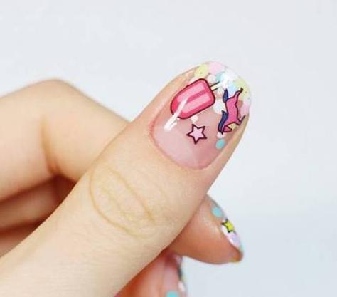 diy圆点贴纸美甲教程