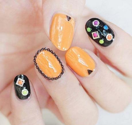 夏季复古橘美甲教程