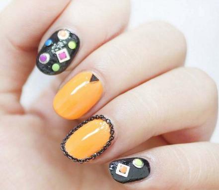 夏季复古橘美甲教程