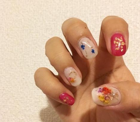 日系干花美甲图片