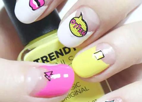 卡通反法式美甲教程